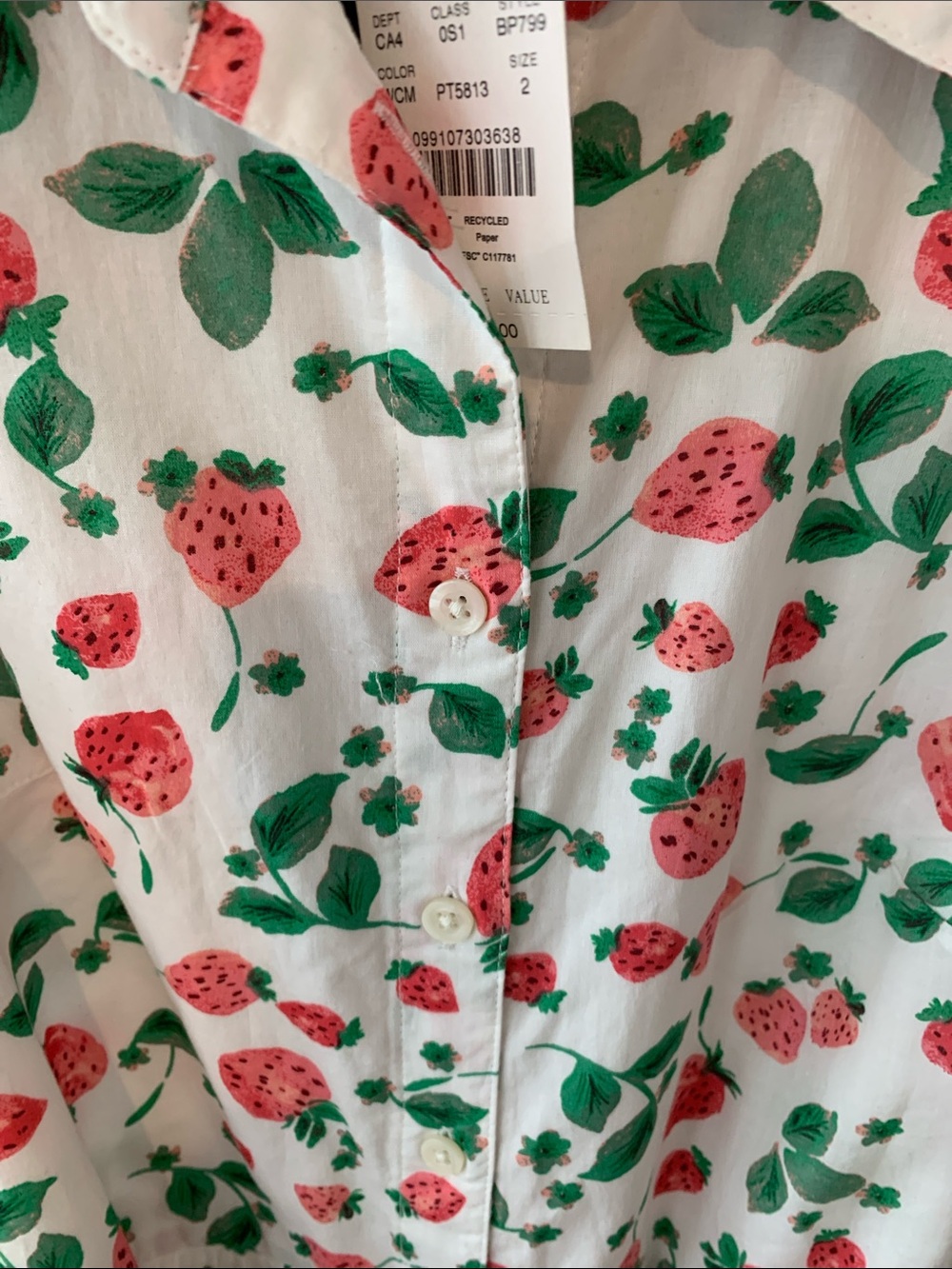 J Crew Sleeveless Collared Midi shirtDress in White Strawberry Print 2 NWT - Picture 3 of 11